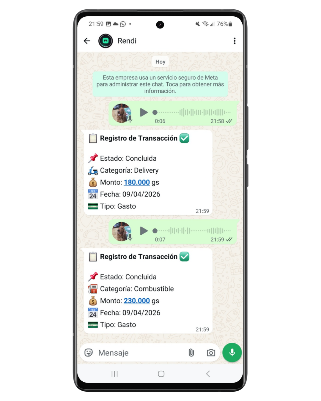 Rendi responde con el resumen de tus gastos del mes